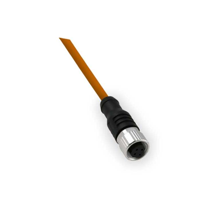 M8 3Pin、母头直型、单端预铸电缆、橙色护套、防焊渣PUR材质、63T001